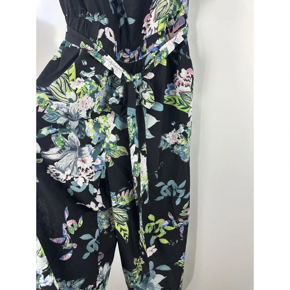 NWT City Chic Kalani Jumpsuit Tie Belt Black Blue Floral Pockets Plus Size M 18 - Picture 10 of 12